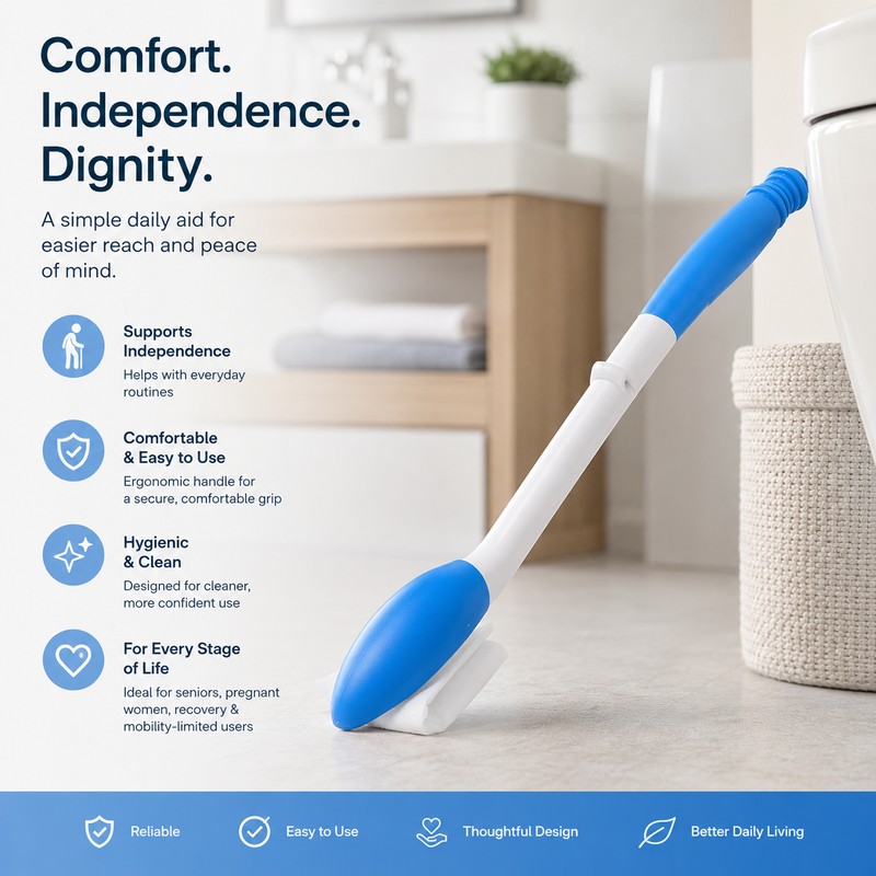 Long Handle Self Wipe Aid for Bathroom Hygiene – Foldable