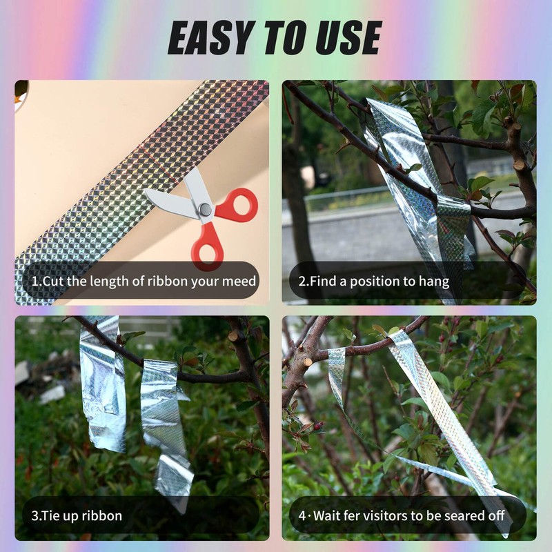 GSINODRS Double Bird Scare Tape Ribbon, Side Reflective Ribbon to