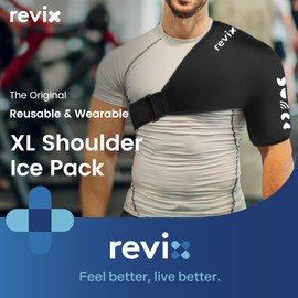 REVIX XL Shoulder Ice Pack for Rotator Cuff and Arm, Reusable Large Cold Gel Wrap with Compression, Quick-On & Quick-Off Design, Flexible Fit for Sports Recovery, Workout Relief, and Everyday Comfort