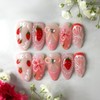 Pink Press on Nails Strawberry Fake Nails Bow Glue on