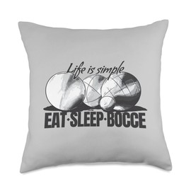 Eat Sleep Bocce Ball Set with Jack Bocci Game Bocces Throw Pillow