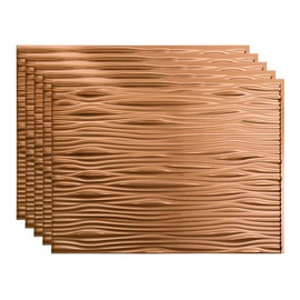 FASÄDE Waves Decorative Vinyl 18in x 24in Backsplash Panel in Polished Copper (5 Pack)