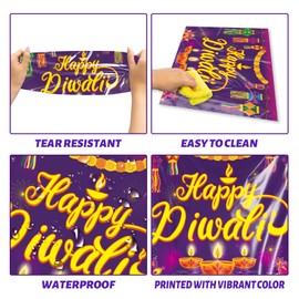 ceiba tree Happy Diwali Tablecloth 3 Pack Plastic Diwali Table Covers Party Supplies Decorations