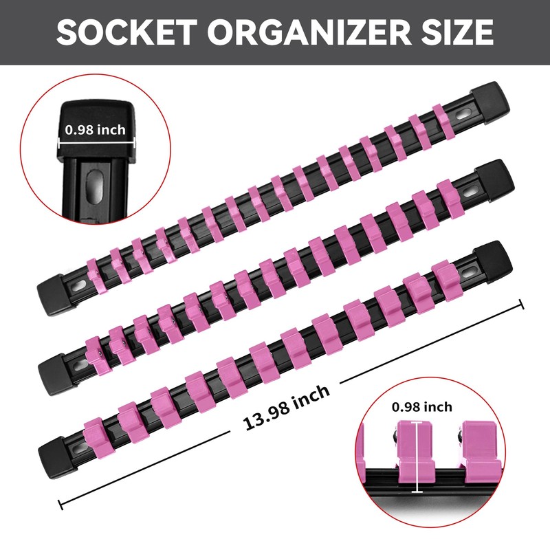 Reniteco 9-Piece Socket Organizer Set - 1/4-Inch x 48 Clips,