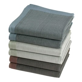 merrysquare Set of 6 Handkerchiefs Prince of Wales Style 100% Cotton Size 40cm x 40cm Stirling, Grey, beige, brown