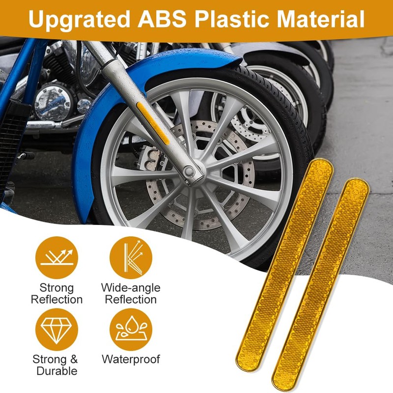 AYBUY 2Pcs Motorcycle Reflectors, Stick-on Rectangular Safety Reflector, Strong Reflective