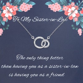 LQRI To My Sister-In-Law Gift Sister In law Necklace The Only Thing Better Than Having You As a Sister-In-Law Two Connected Circles Necklace Birthday Wedding Gifts for Sister in Law