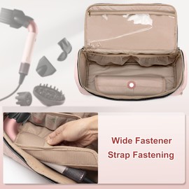 Yarwo 𝟐𝟎𝟐𝟓 𝐍𝐄𝐖 Carrying Case Compatible with Dyson Supersonic r Hair Dryer, Padded Blow Dryer Travel Bag with Top Handle and Wide Magic Strap Fit for Complete Supersonic Accessories, Dusty Rose