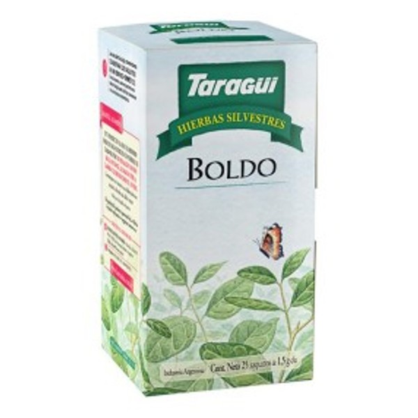 Taragüi Boldo Tea Bags Natural Digestive Herbs Ideal for After Meals, 25 tea bags