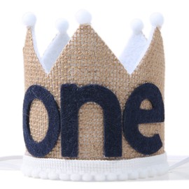 WAOUH Corona de bebé para el primer cumpleaños, diadema de fiesta de primer cumpleaños, corona de purpurina