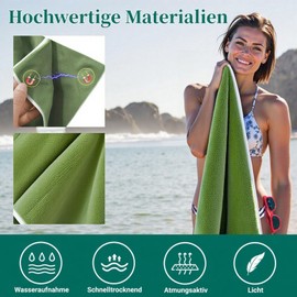 Bath Towel Large Beach Towel Magnetic Microfiber: Sauna Towel 190 x 76 cm Bath Towels Quick Drying Shower Towels for Outdoor Travel Swimming Camping Yoga (Green, 190 x 76 cm)