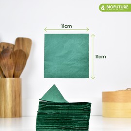 Biofuture Biodegradable Napkins | Premium 100% Eco-Friendly Disposable Cocktail Napkins | Parties, Events, Everyday Use | Sustainable, Environmentally Friendly, FSC Certified (Green, 200 pack)