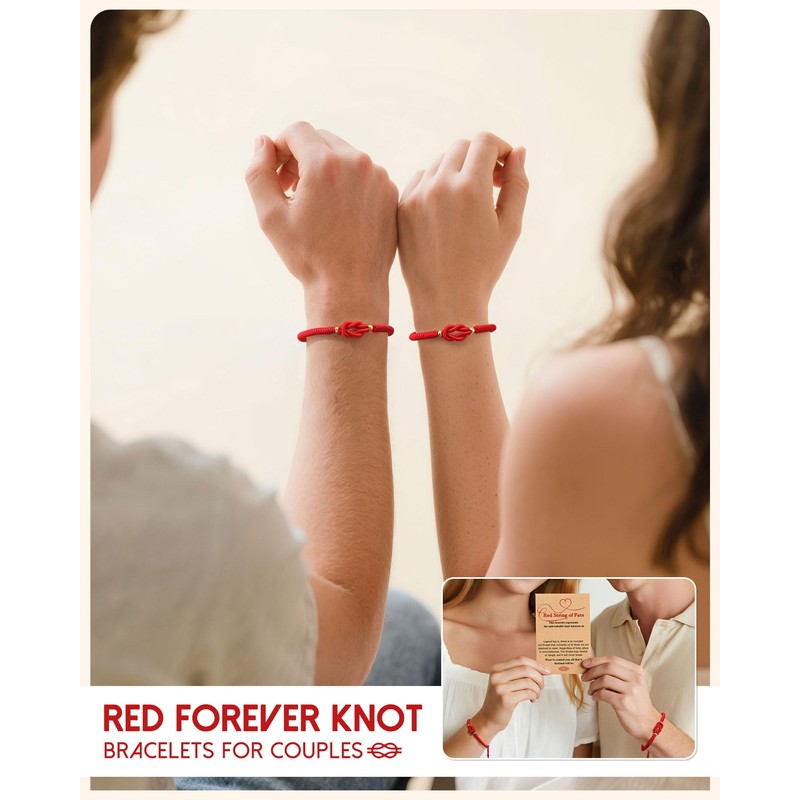 UNGENT THEM Couples Bracelets Matching Red String Long Distance Relationship