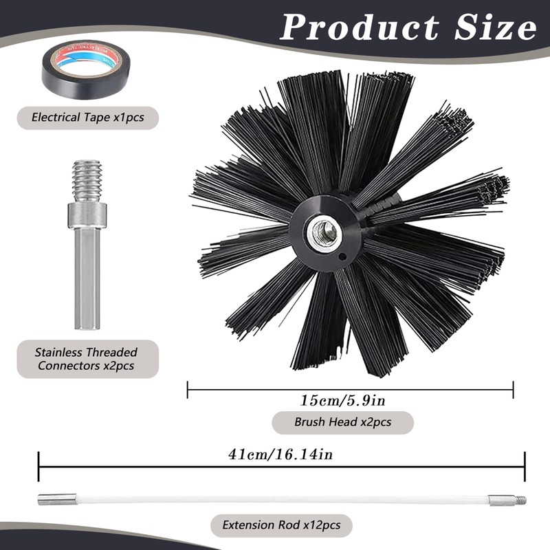 Chimney Sweep Kit Chimney Brush Kit Chimney Cleaning Kit, 16FT