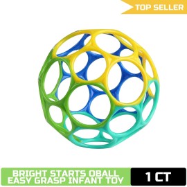 Bright Starts Oball Easy Grasp Classic Ball Infant Toy Blue/Green 4" Newborn+