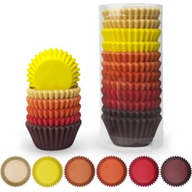 qiqee Mini 300-Count Cupcake Liners Cupcake Cups Food Grade 6 Solid Yellow Red Colors Cupcake Papers Baking Cups Cupcake Wrappers (Mini Size)
