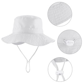 LACOFIA Toddler Baby Sun Hat Unisex Children's Summer Hat for Beach Swimming Pool Wide Brim Quick Drying, A-White, 3-7 Jahre