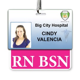 RN BSN Badge Buddy - Horizontal- Heavy Duty Spill Proof & Tear Resistant Cards - 2 Sided - Quick Role Identifier ID Buddy for BSN Registered Nurses - USA Printed by Specialist ID (Hot Pink)