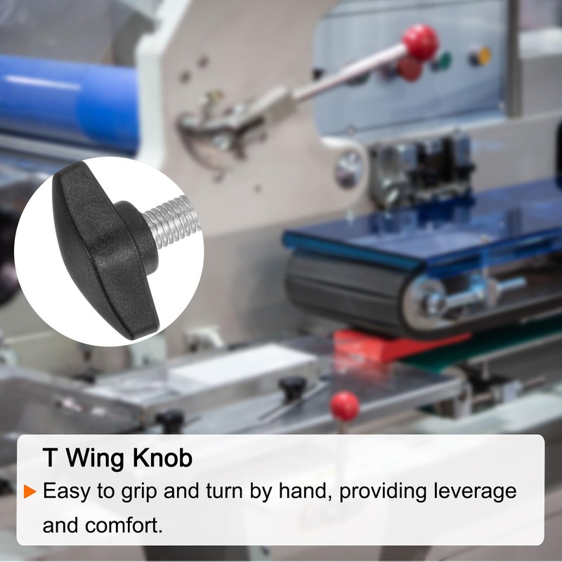 sourcing map 8pcs Tee Wing Knobs M8 x 75mm Metric