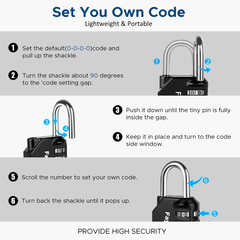 Combination Lock, 4 Digit Combination Padlock for School Gym Sports