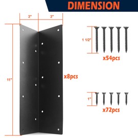 Harvards Chrome Set of 8 Raised Garden Bed Corner Brackets with Screws for 20"-24" Bed ,Rust Resistant Raised Bed Corners and Metal connectors 11" x 3" x 3" for Garden Vegetable Planter