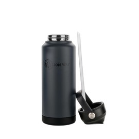 LION WAY UniFlow 32 oz Insulated Bottle - Charcoal Velvet |Stainless Steel Sport Water Bottle with Soft Straw, Leak-Proof, BPA-Free