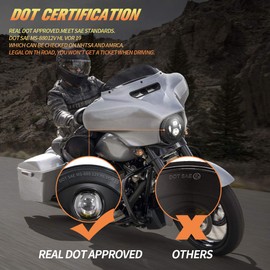 XPCTD 7 Inch LED Headlight With Mounting Bracket For Touring Street Glide Road King Ultra Classic Electra Glide Fat Boy Tri Cvo Heritage Softail Slim (Single 7 Inch LED Headlight Black-No Halo)