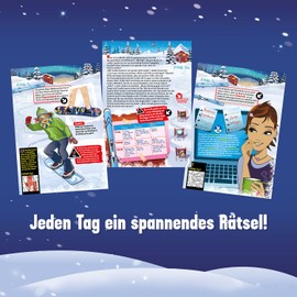 KOSMOS 632502 Die drei Advent Calendar 2023, Solve the Mystery of Ski Leisure, with 24 Detective Gimmicks, Toy Advent Calendar for Children from 8 Years