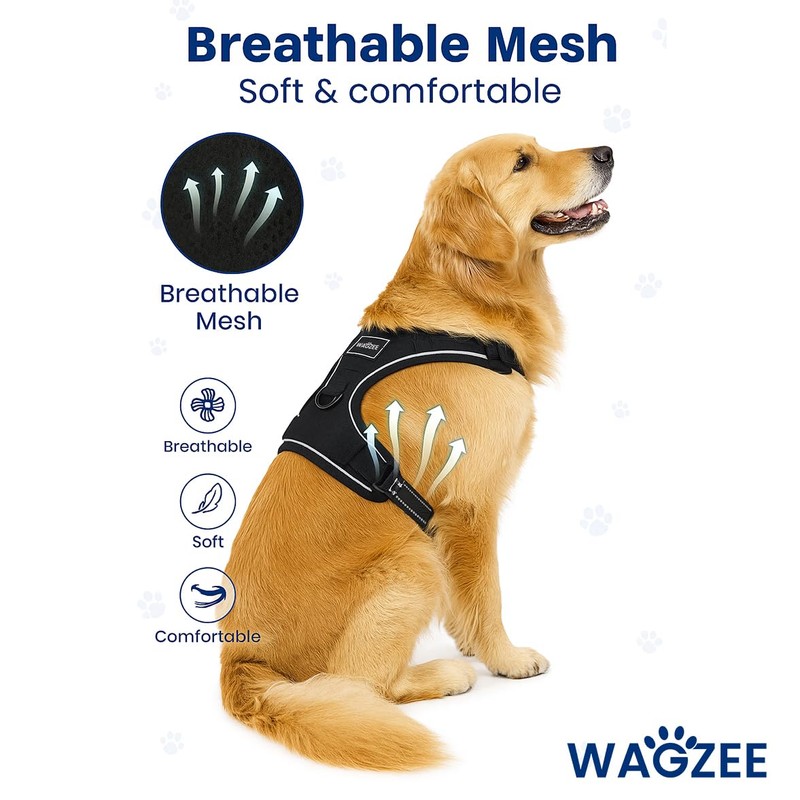 Wagzee Dog Harness – No Pull Adjustable Harness for Small,