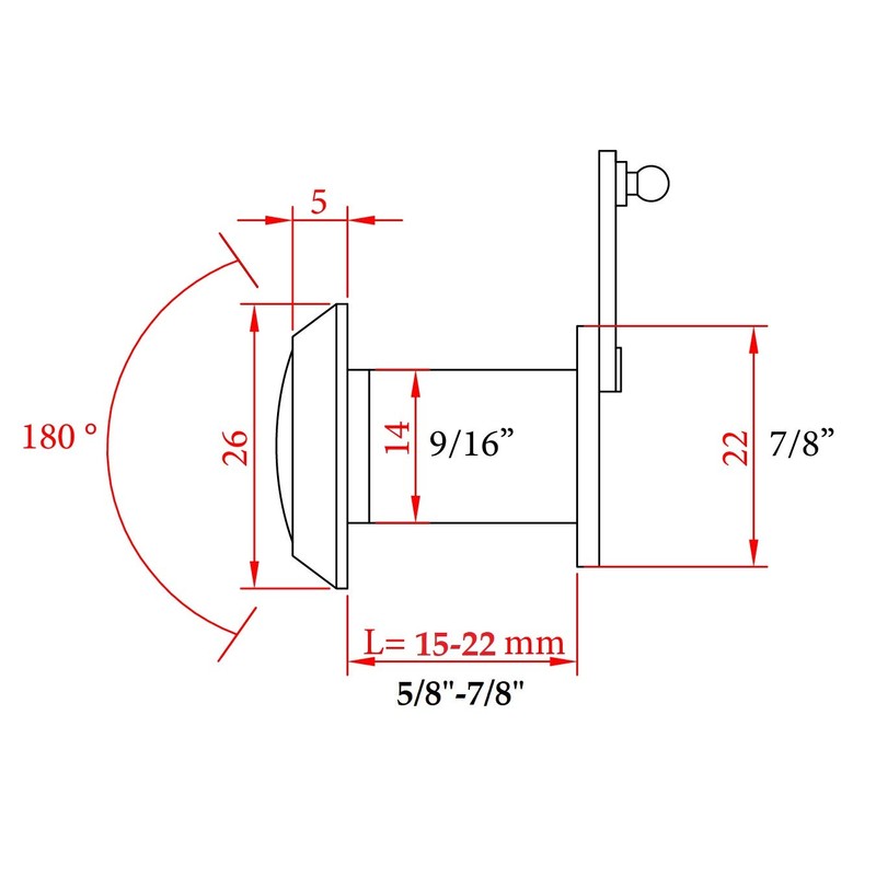 Viningrod Distribution Door Viewer for Narrow Panel Doors - Peephole