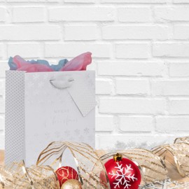 Glick Luxury Gift Bag for Christmas, Xmas Bag for Presents, Medium Snowdrift, White (SMALL)