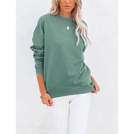 TICTICMIMI Women's Casual Long Sleeve Color Block/Solid Tops Crewneck Sweatshirts Cute Loose Fit Pullover with Pockets