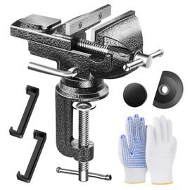 BAIQI Professional Vise Table, 360° Rotation Work Clamp-On Vise, Versatile Use, Heavy Duty Construction for Woodworking, Metalworking, Handcraft (3.2 Inch)