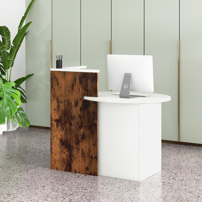SILKYDRY Reception Desk, Small Retail Checkout Counter with Lockable Drawer