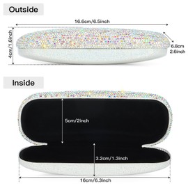 Soleebee Bling Hard Shell Eyeglasses Case, Crystal Protective Glasses Case Fits Most Glasses Portable Travel Sunglasses Case (AB)