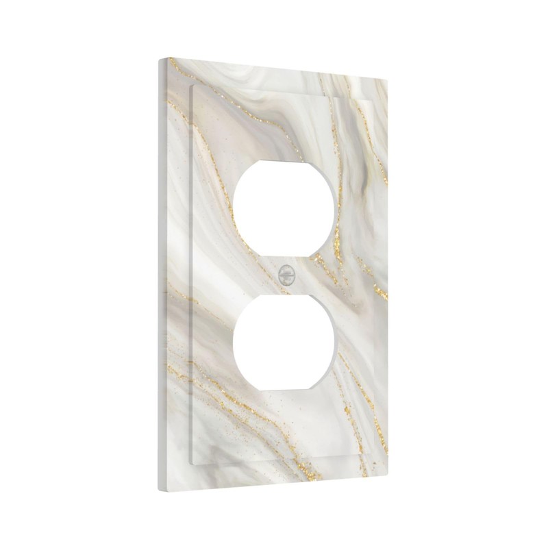 CKHTER White Gray Gold Marble Outlet Covers Light Switch Cover