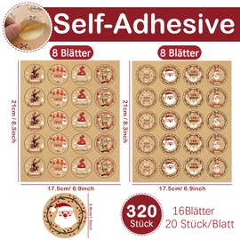 Pack of 320 Merry Christmas Stickers, Christmas Gift Stickers, Christmas Gift Stickers, Christmas Stickers, Gift Labels Christmas