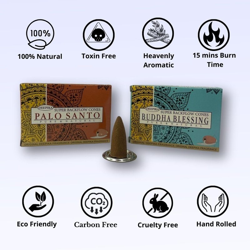 Deepika Premium Assorted Incense Backflow Cones 12 packs x 10