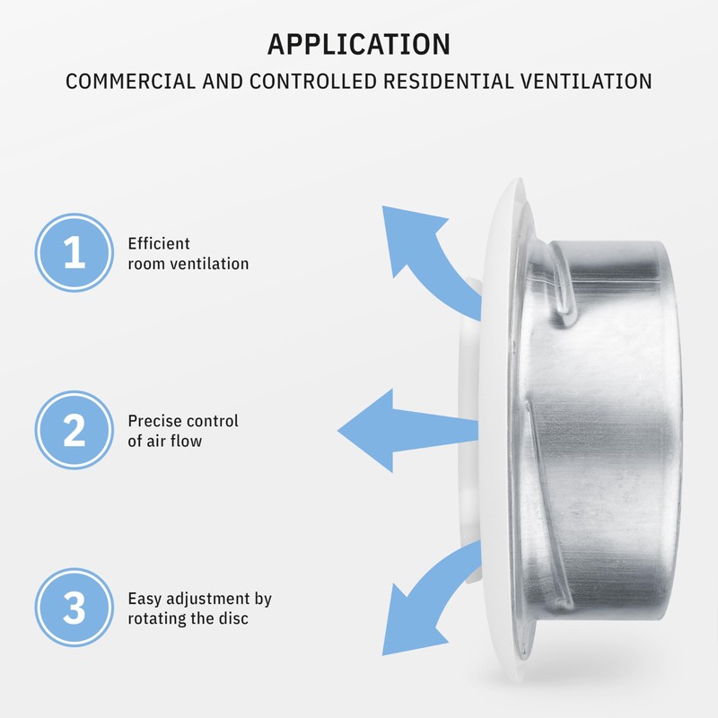 calimaero® TVSA 5 Inch Round Adjustable Steel Ventilation Inline Air