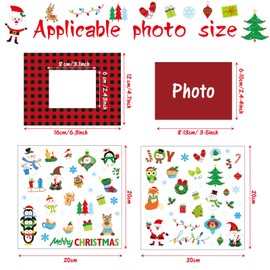 24 Packs Christmas Photo Frame Xmas Craft DIY Picture Frame Ornaments with Stickers Christmas Photo Frame Cards Game DIY Xmas Gift Winter Decorations for Christmas Party Xmas Tree (Red and Black)