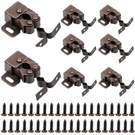 10Pcs Cabinet Latch Double Roller Catch, Cabinet Door Latch and Catch Hardware with Screws, Heavy Duty Roller Catch Cabinet Latches for Kitchen Cabinet Closet Doors