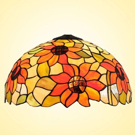 Errzom Tiffany Style Stained Glass Lampshade Replacement Only Sunflower Lamp Shade Vintage Light Cover Accessories for Table Lamps, Pendant Lights, Ceiling Light, Floor Lights, Desk Lamp,16inch