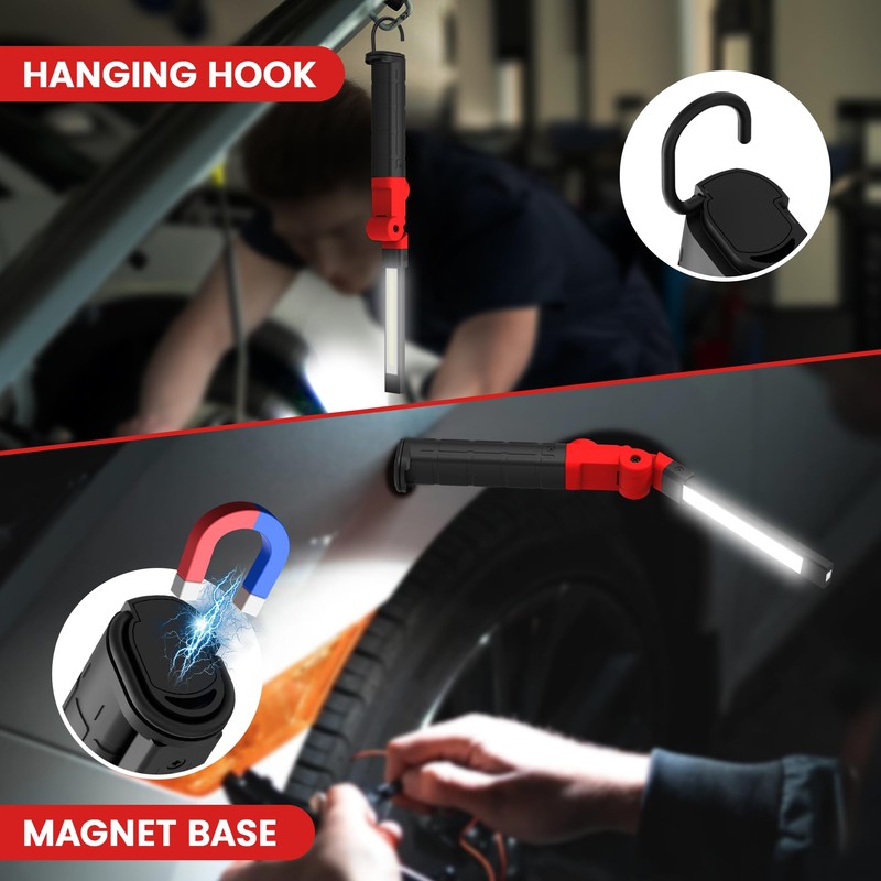 LAIMITTOS Rechargeable Work Light 2200mAh Magnetic LED Work Light Flashlight