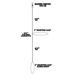 Unbranded Hi Lo 50 lb Mono Fishing Line Rig Single Dropper Loop 4 inch Make Your Own Tackl