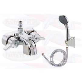 Chrome Clawfoot Tub Add-A-Shower Faucet With HandShower Kit - Fit 3-3/8" C-C Drilling
