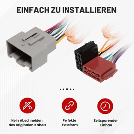 RED WOLF Radio Adapter Cable Suitable for 2004-2013 Ford Fiesta (JA8) Volvo C30 C70 S40 V50 XC90, Car Radio Adapter Cable 16-Pin Plug Car for Aftermarket Car Radio ISO Wiring Harness