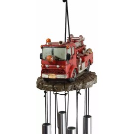 Ebros Red Fire Engine Truck Model Resonant Relaxing Wind Chime Patio Garden