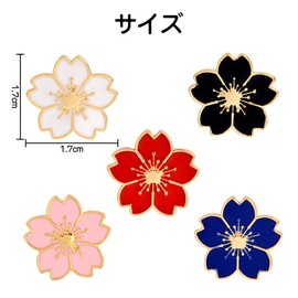 KDSSYFT Cherry Blossom Pin Badge, Set of 5 Colors, Cherry Blossom Badge, Sakura Motif, School Insignia Style, Japanese Design, Mini Size, Cute, Jacket, Bag, DIY