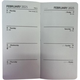 2025 Slim Line Week to View Padded Diary Metal Corner Case Bound (Red)