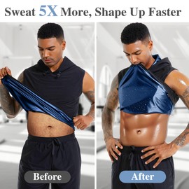 Sauna Shirt for Men Heat Trapping Workout Vest Hoodies Mens Tank Top Sleeveless Sweat Suit for Boxing Exercise Gym